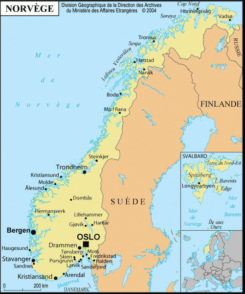 carte norvege 501x600 Vacances Norvege : fantastique voyage au pays des Trolls et des fjords