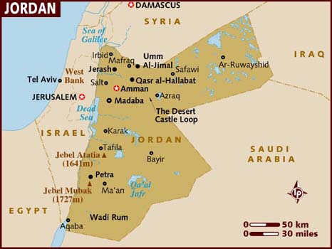 carte jordanie1 Petra ; le mythique trésor de  Jordanie