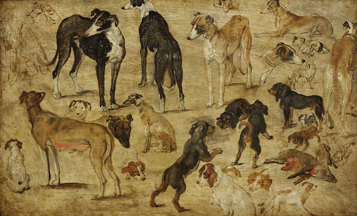 Jan Brueghel the Elder A Study of Hunting Dogs, ca. 1615/16