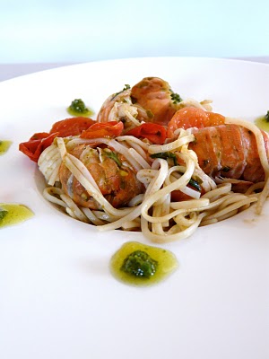 spaghetto pesto langoutines recette italienne