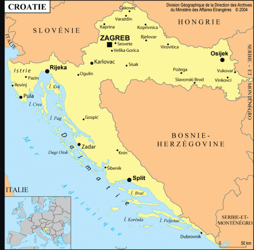 Carte de la croatie