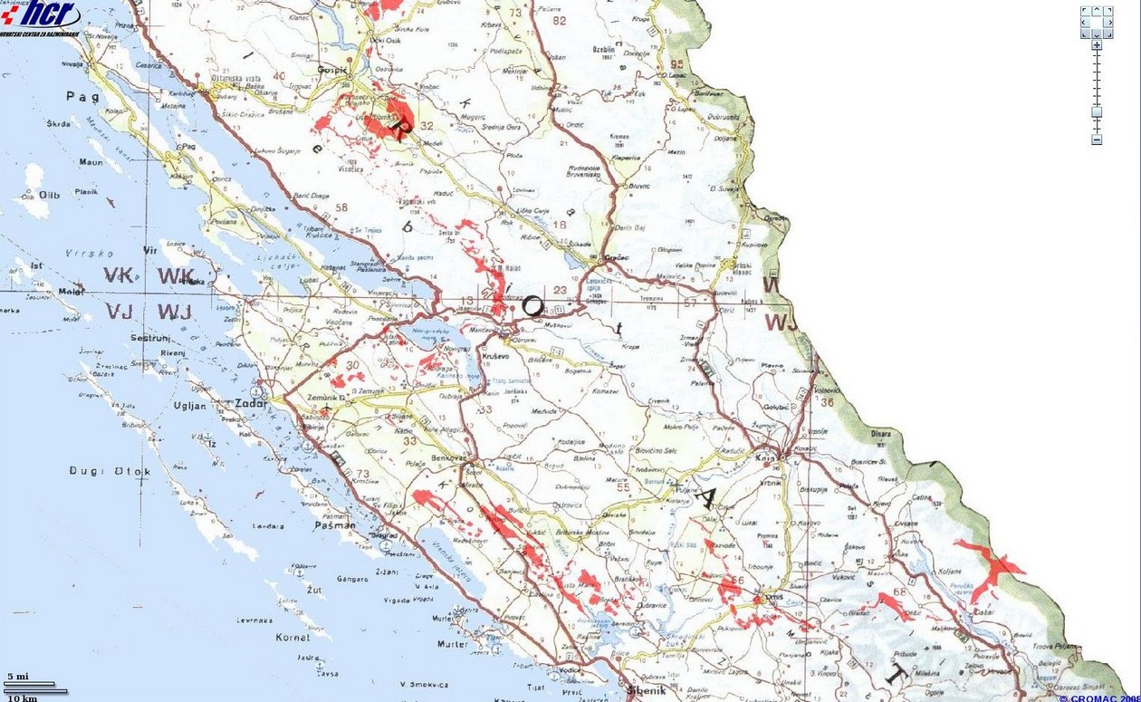 Carte Mines Croatie Dalmatie du Nord