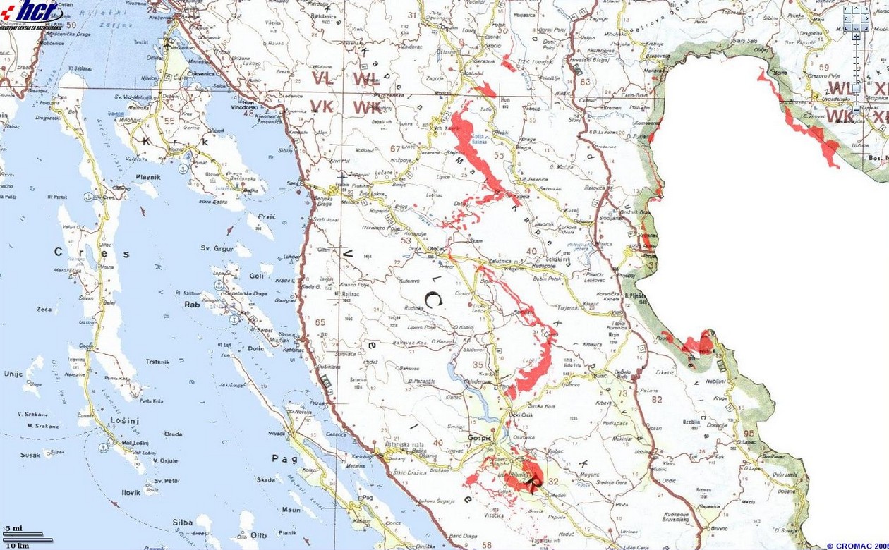 carte des mines en lika senj région de plitvice