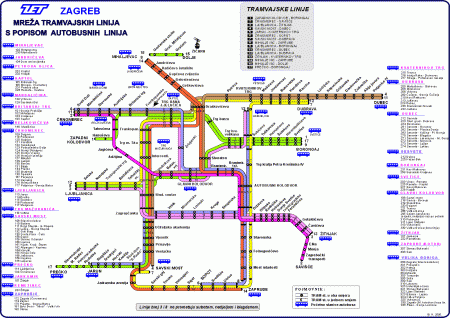 Transport Zagreb  Plan des trams