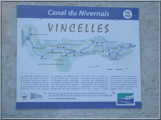 canal du nivernais Vincelles indicateur