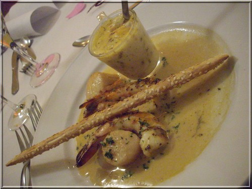 restaurant Le Charolais Domaine de la Gloriette noix de saint jacques et gambas