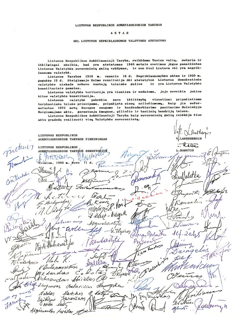acte de restauration de l'indépendance de la lituanie