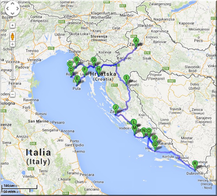 itineraire croatie zagreb istrie dalmatie