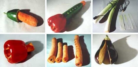 légumes transformés en instruments de musique lors du concert de légumes de vienne