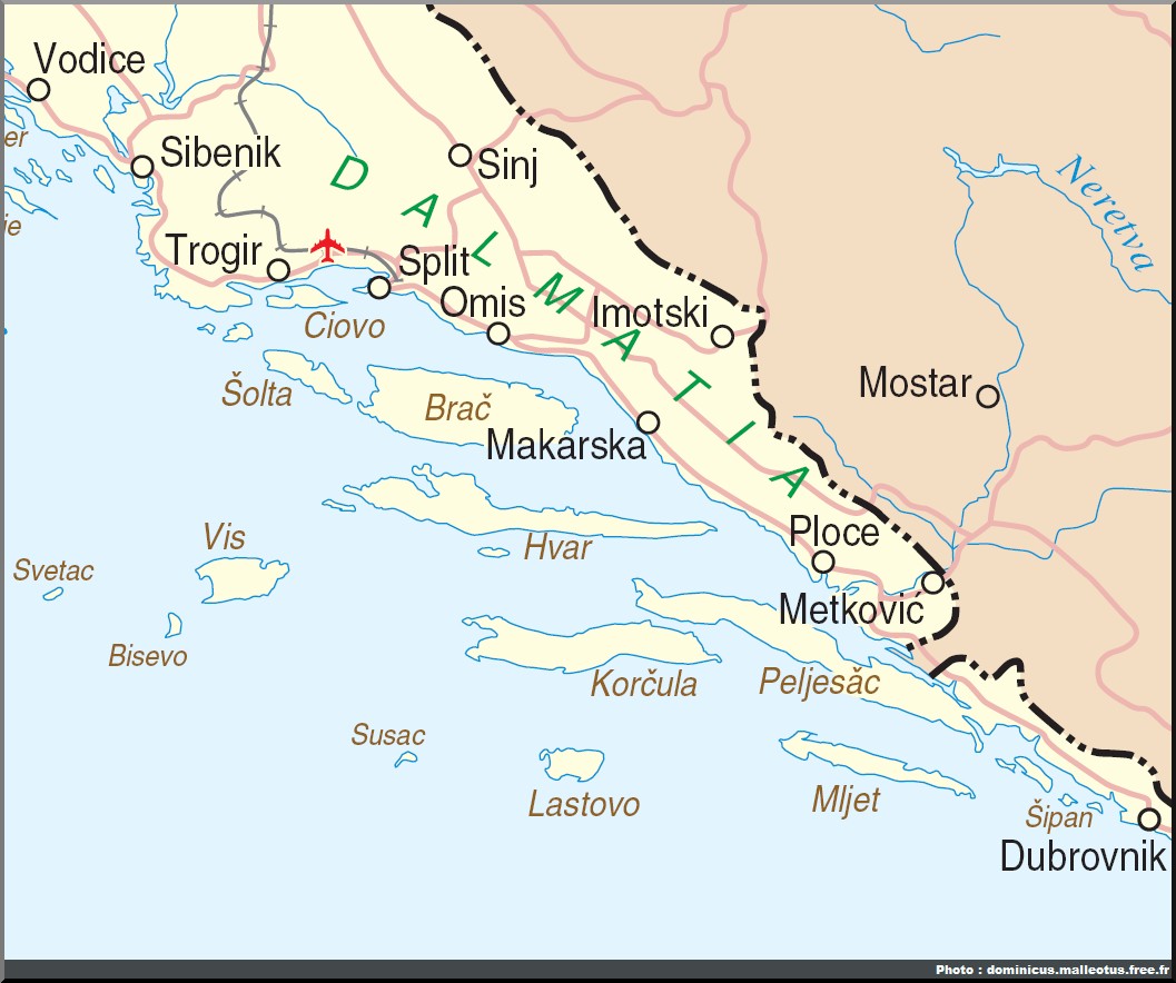 carte croatie dalmatie centrale