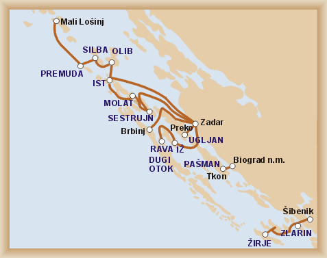 carte ferry dalmatie nord