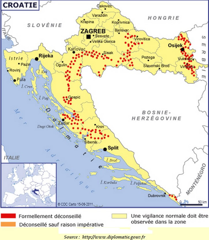 carte mines croatie