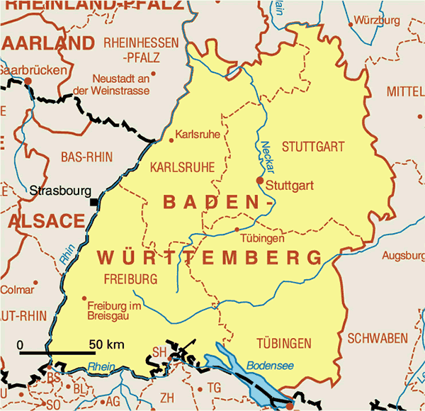 Baden wurtemberg carte allemagne