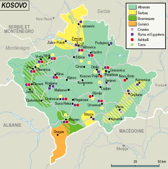 Kosovo carte des ethnies