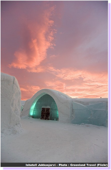 Ishotell Jukkasjarvi Hotel de glace coucher de soleil