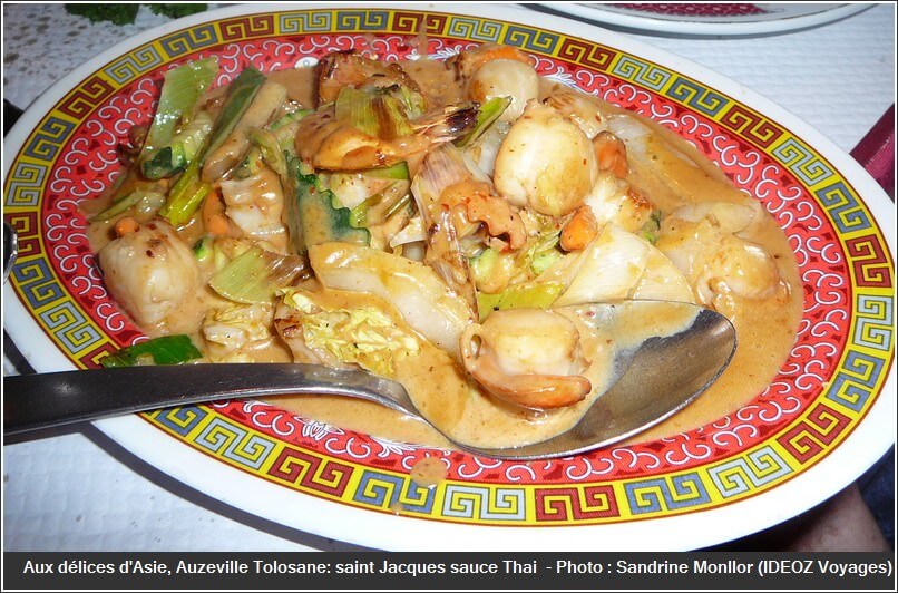 Restaurant Aux délices d'asie auzeville tolosane gambas saint jaques sauce thai