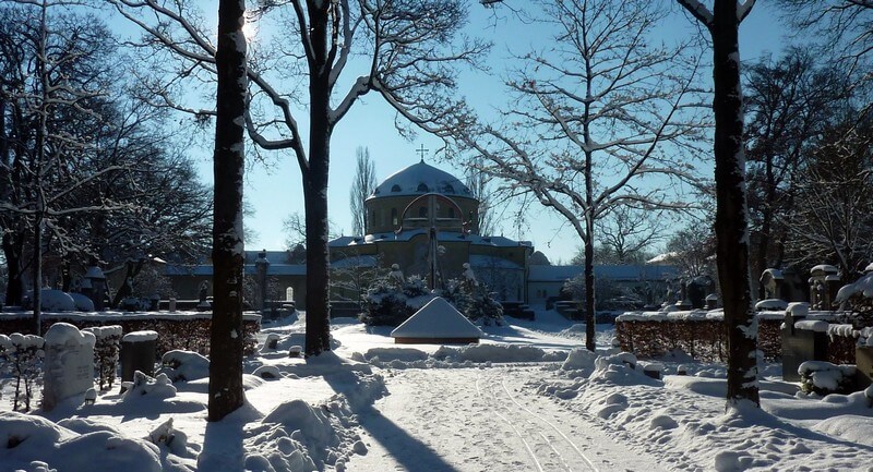 Westfriedhof cimetiere de l'ouest à Munich en hiver