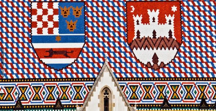 Zagreb Drapeau de la Croatie sur l'église Saint Marc