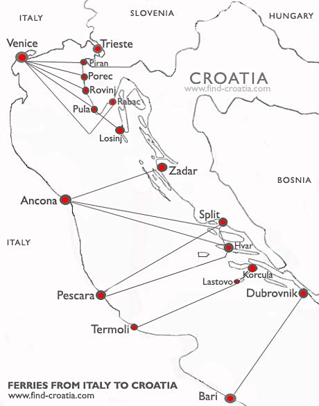 carte croatie ferries