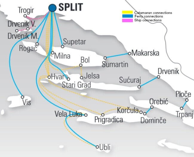 carte ferry en Croatie depuis Split