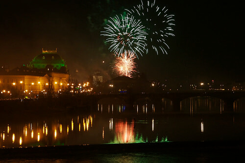 Nouvel An à Prague feux d'artifice