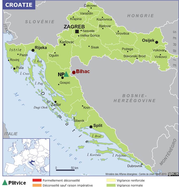 Carte Croatie Plitvice Bihac (2)
