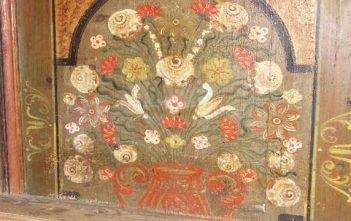 Villages Saxons de Transylvanie ; une portée d’entrée en Roumanie Peintures sur bois temple Luthérien de Viscri
