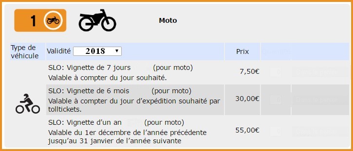 Vignette autoroutière slovénie pour motos 2018