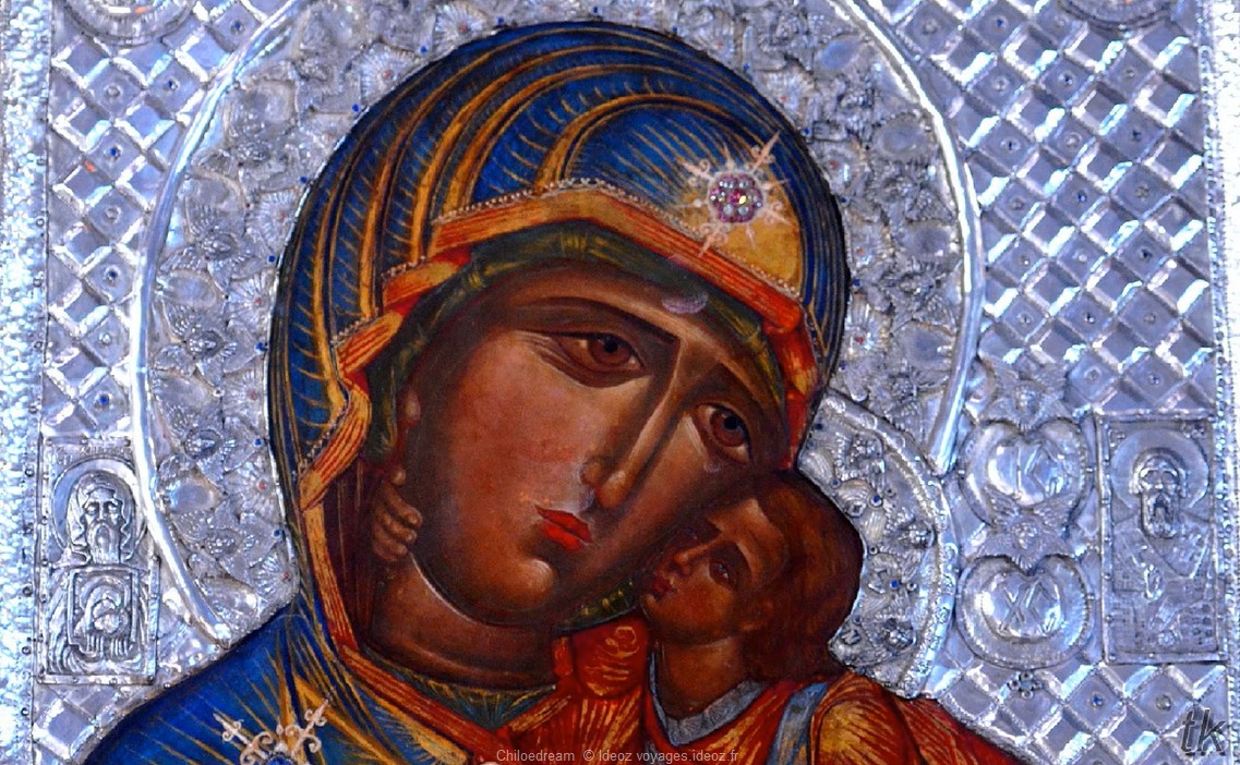 Icone de la vierge dans une église de Belgrade