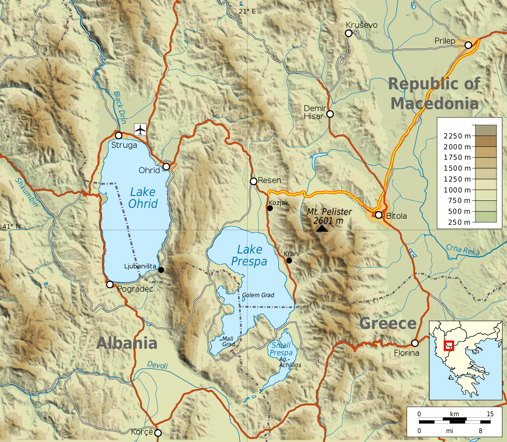 carte région des lacs de Macédoine