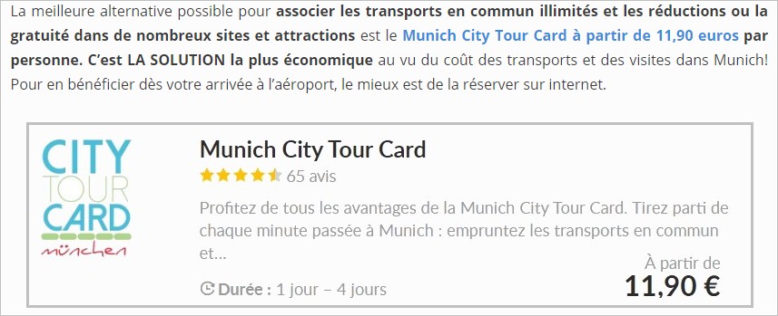 Munich city tour card