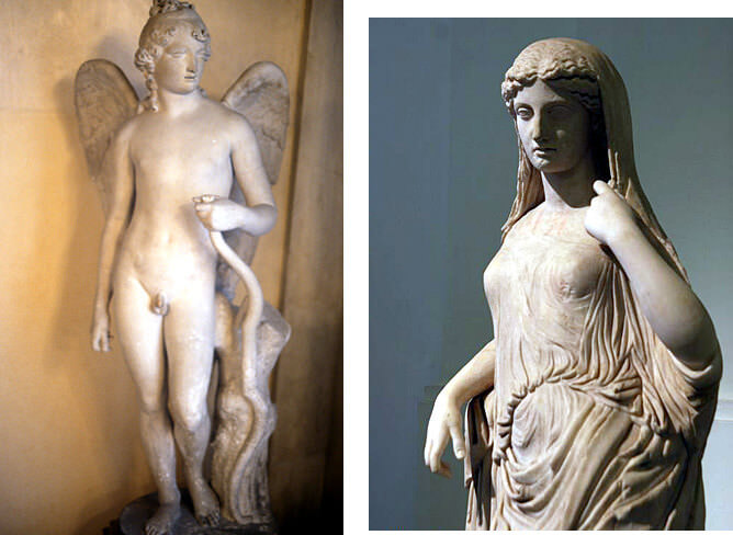 naples musée archologique eros et statue de femme