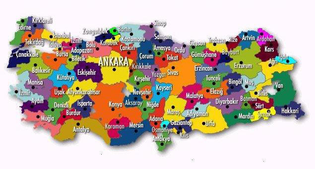 carte des villes de Turquie