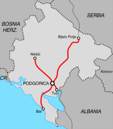trains au Montenegro lignes de chemin de fer