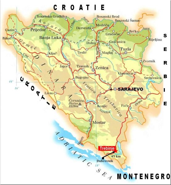 Carte Bosnie Herzégovine Trebinje