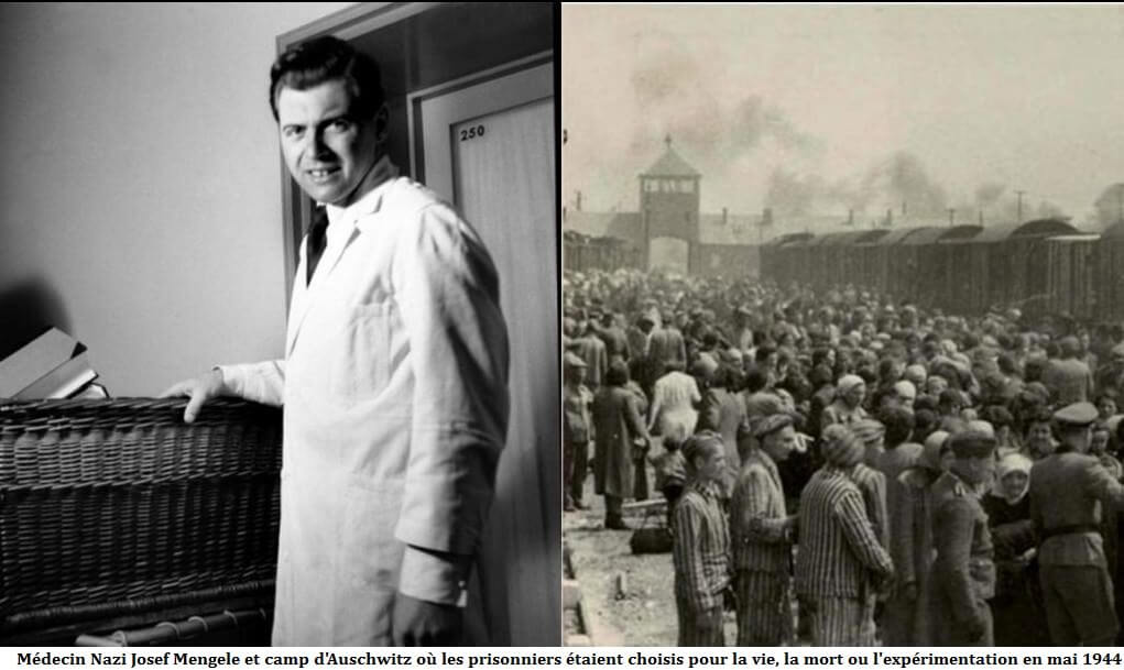 Médecin Nazi Josef Mengele - camp d'Auschwitz choix des prisonniers pour la vie, la mort ou l'expérimentation en mai 1944