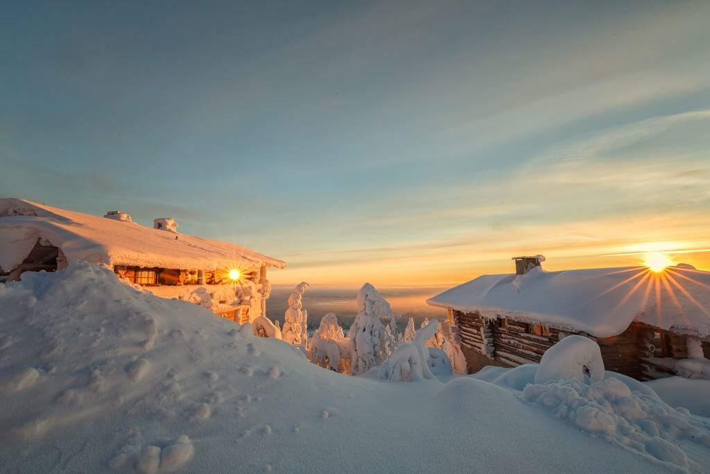 Finlande chalet en Laponie en hiver