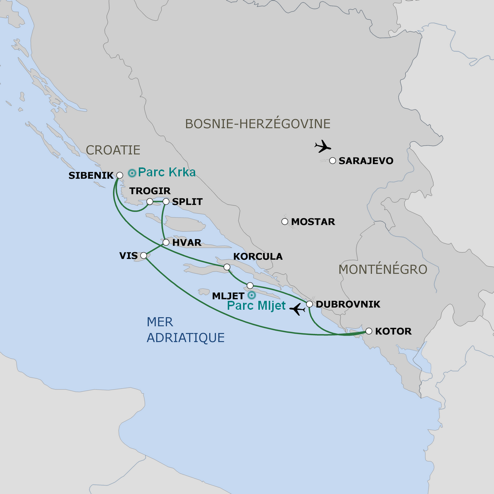 itinéraire croisière Le belle de l'Adriatique