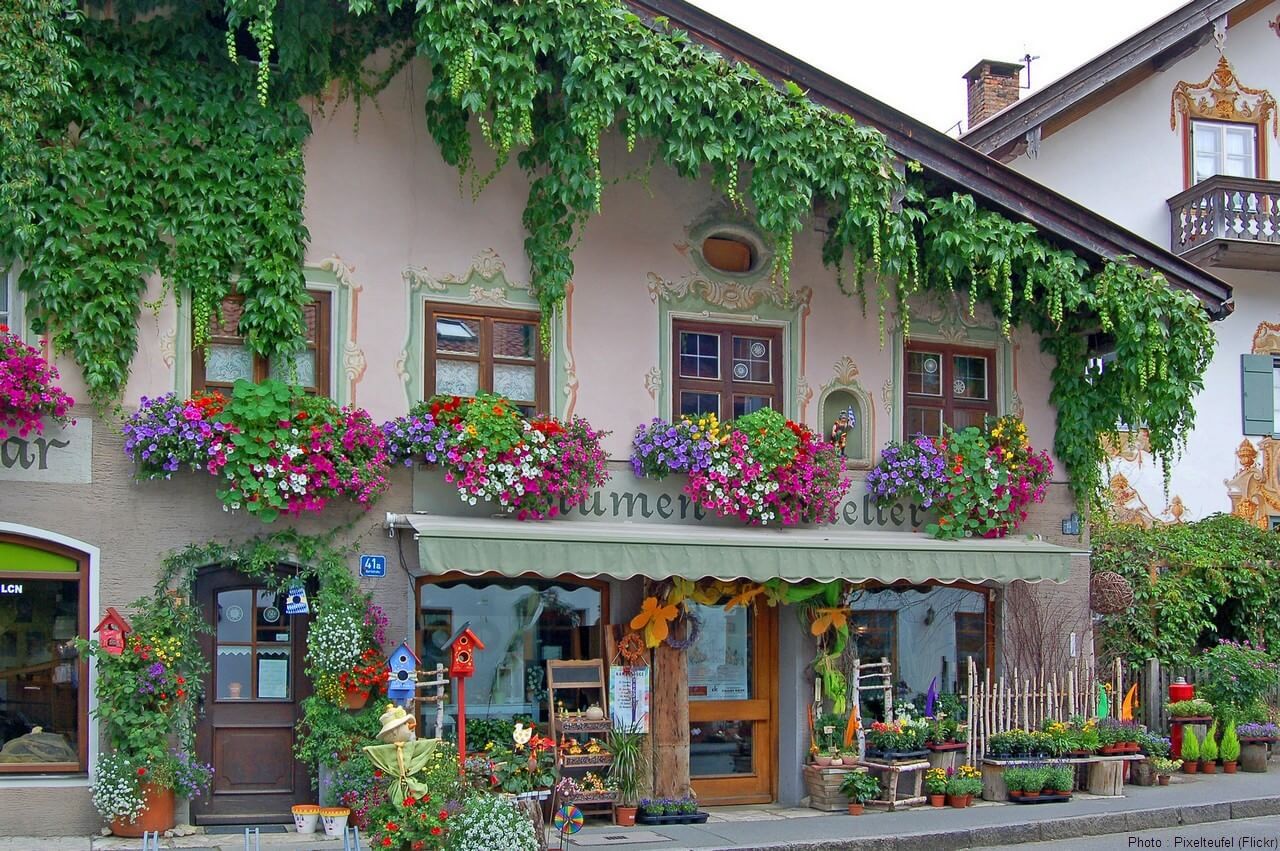 Façade du lufltmalerei fleuristerie à Oberammergau
