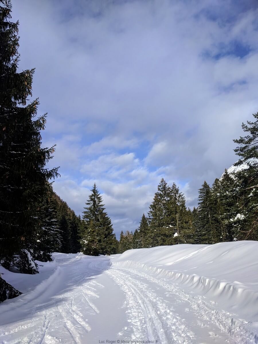 Sentier de Riedboden Mittenwald en hiver