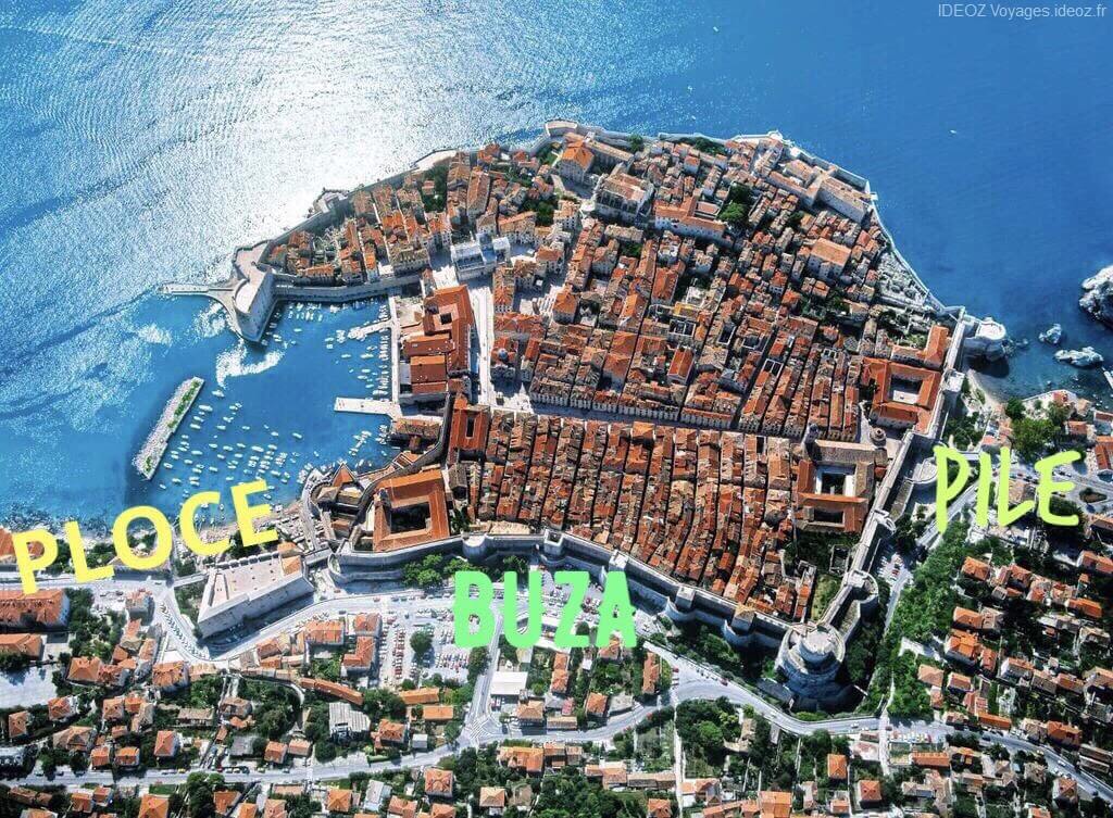 Entrées dans la vieille ville de Dubrovnik