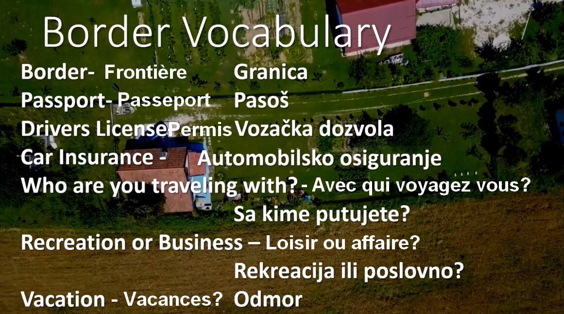 vocabulaire utile aux frontières en Bosnie