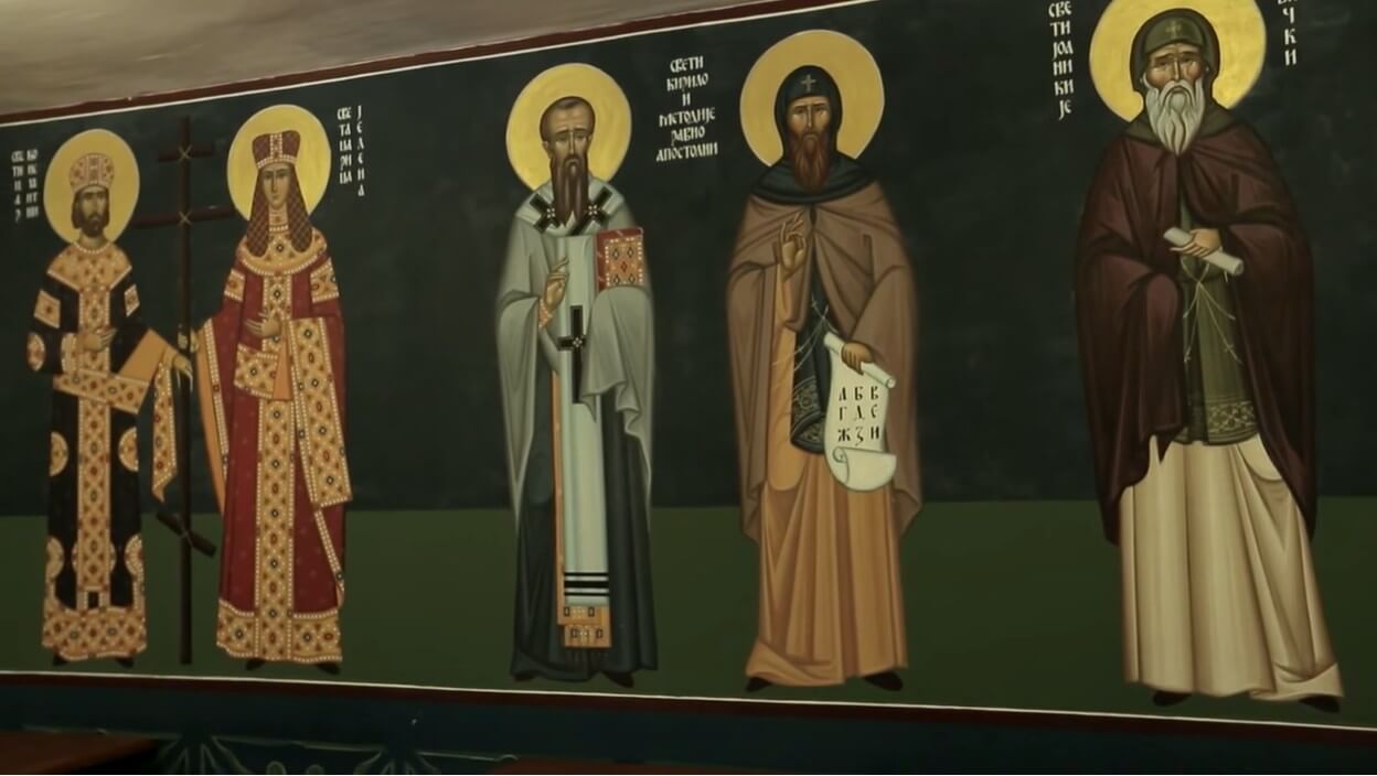église du monastère de krka fresque des saints orthodoxes
