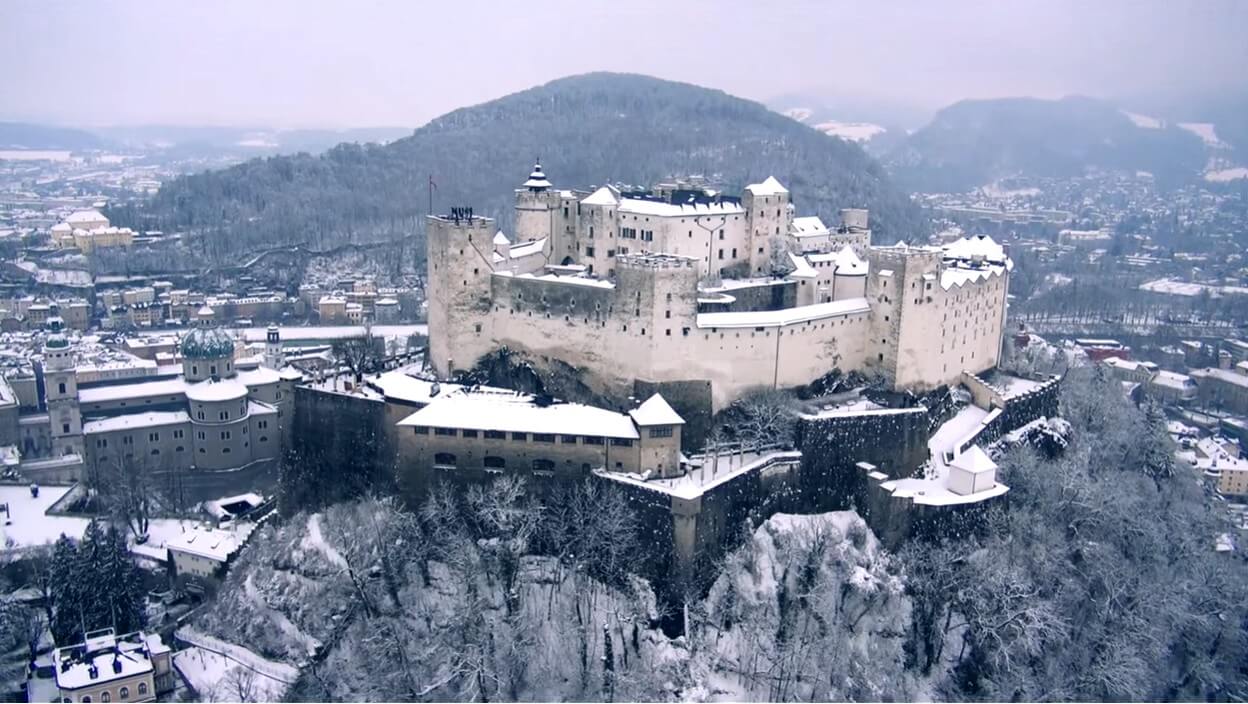 Salzbourg en hiver Forteresse-de-Hohensalzburg sous la neige 