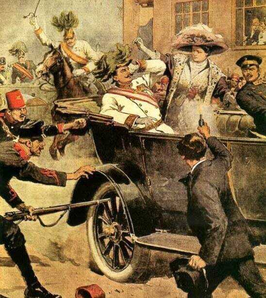 attentat contre l'archiduc françois ferdinand de Habsbourg et Sophie de hohenberg à sarajevo 1914