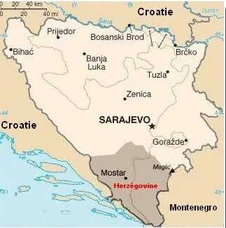 carte de la bosnie et de la région herzégovine