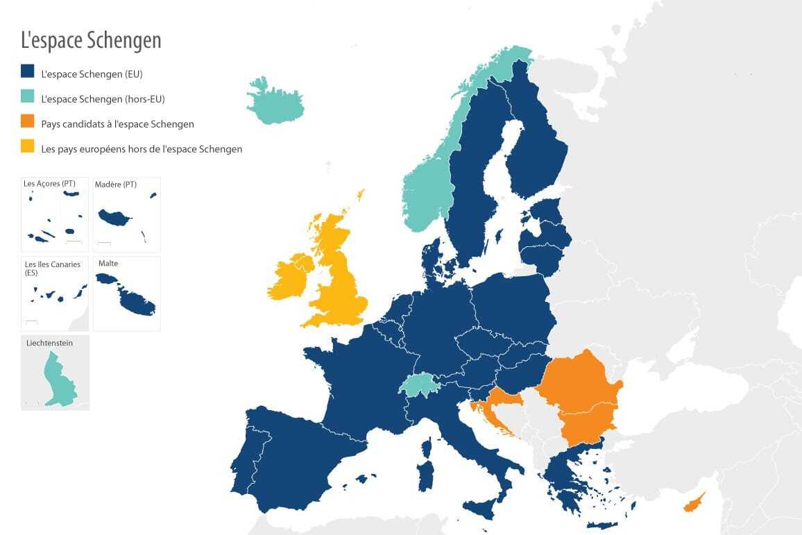 carte de l'espace schengen