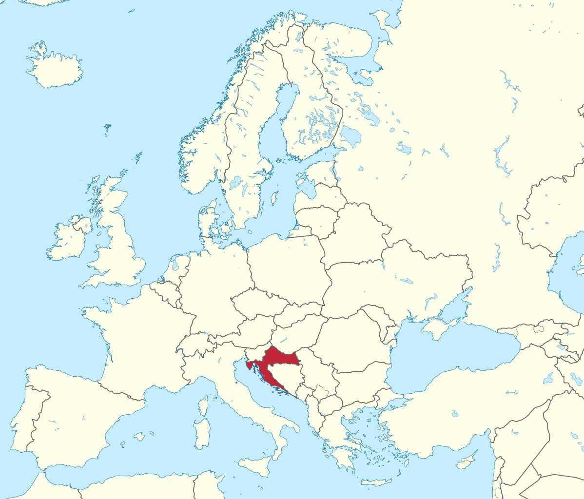 carte de la croatie en europe