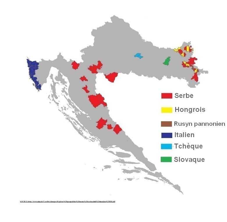 carte des langues parlées en croatie