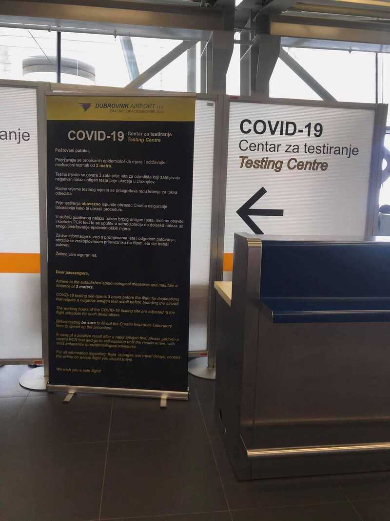 centre de dépistage covid aéroport de dubrovnik